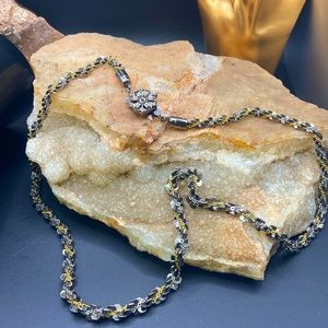 Vintage gun metal braided chunky chain with beautiful floral clasp!